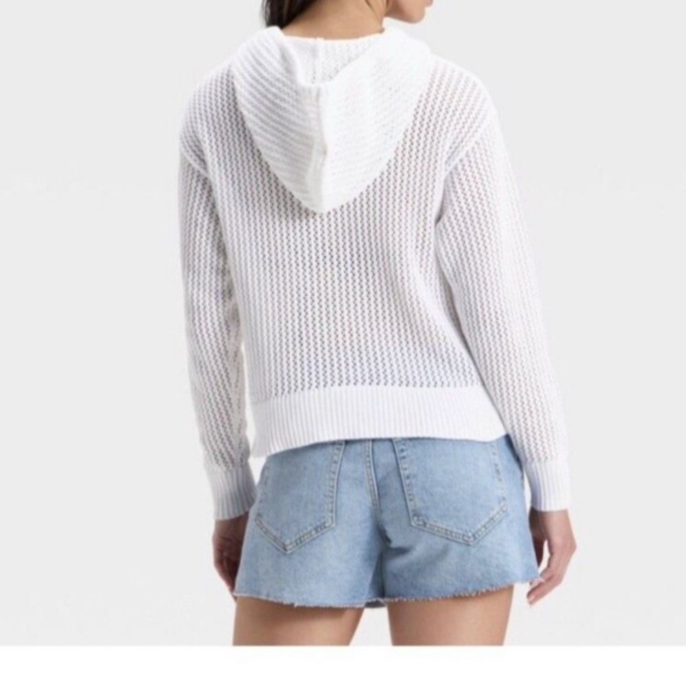 Flag Pullover Medium Sweater Stitched Hooded Ligh… - image 4